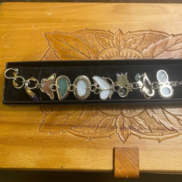 Echo of the Dreamer Rare Butterfly Gemstone Sterling and Bronze Bracelet - Picture 4 of 4